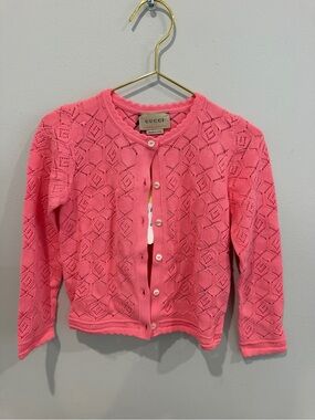 GUCCI Cardigan Pink GG Knit Sz 24 Months Baby Girl Kids